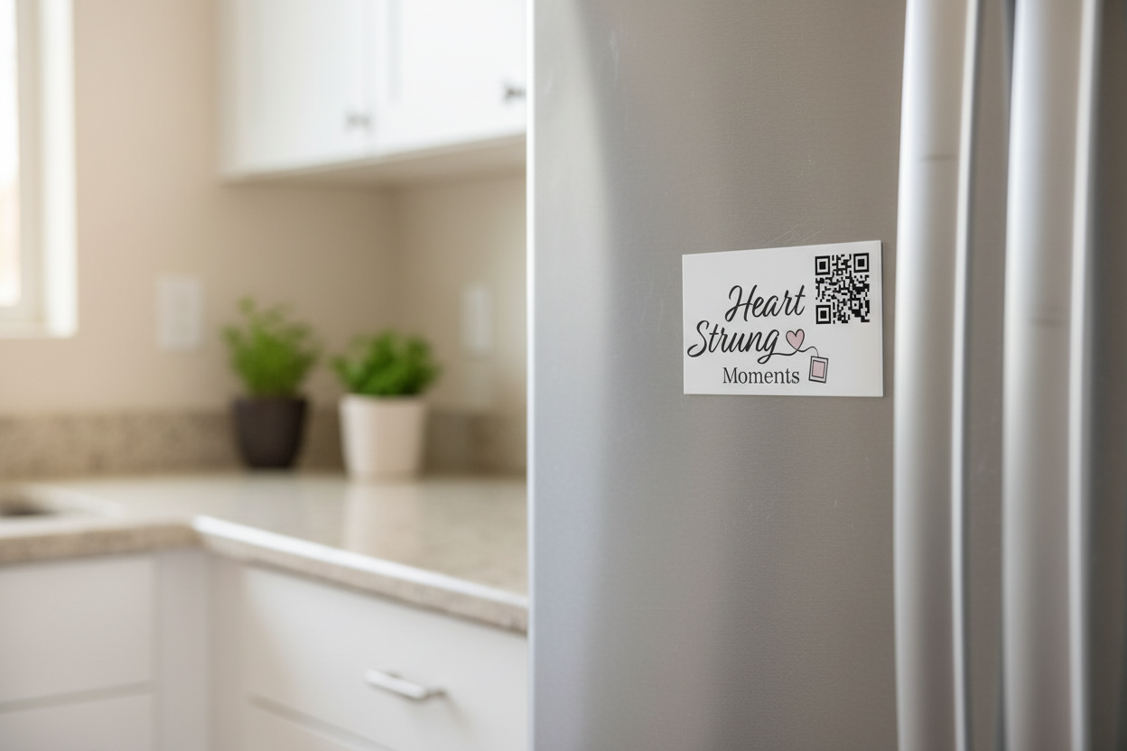 Business magnet on refrigerator