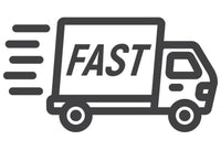 Icon of a delivery truck with 'FAST' text on a white background
